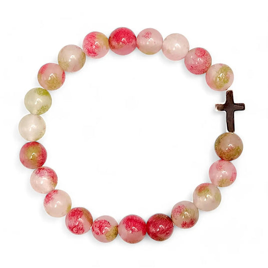 Kresťanský náramok z turmalínu s nerezovým krížikom - Gracefolk