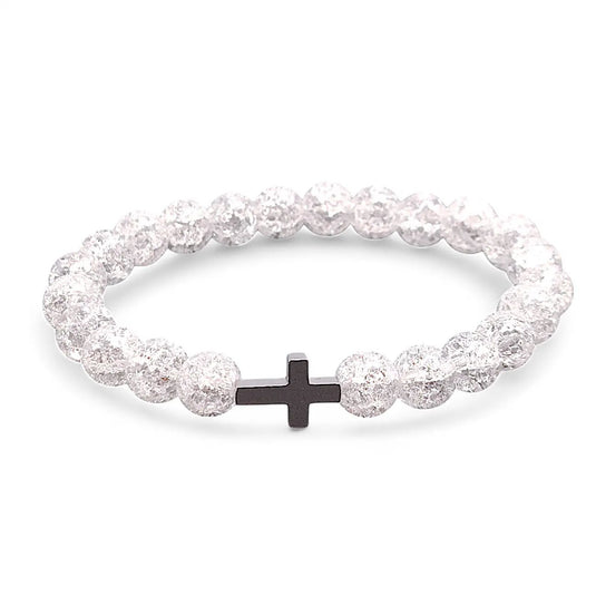 Náramok z kremeňa s nerezovým krížikom - Gracefolk