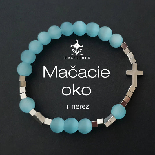 Ruženec na ruku z prírodného kameňa "mačacie oko" - Gracefolk