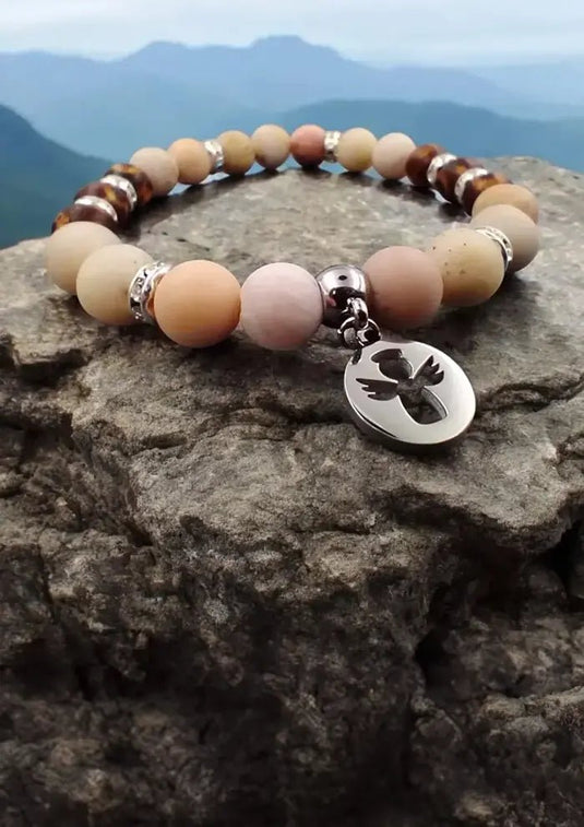 Ružový náramok s príveskom anjelikom - Gracefolk