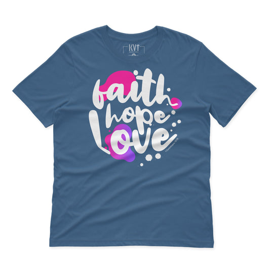 Kresťanské tričko FAITH, HOPE, LOVE - Gracefolk